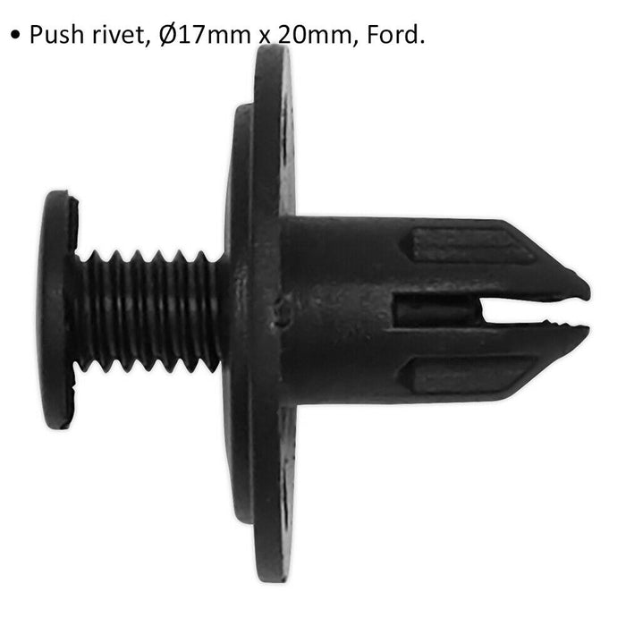 20 PACK Black Push Rivet Trim Clip - 17mm x 20mm - Suitable for Ford Vehicles Loops