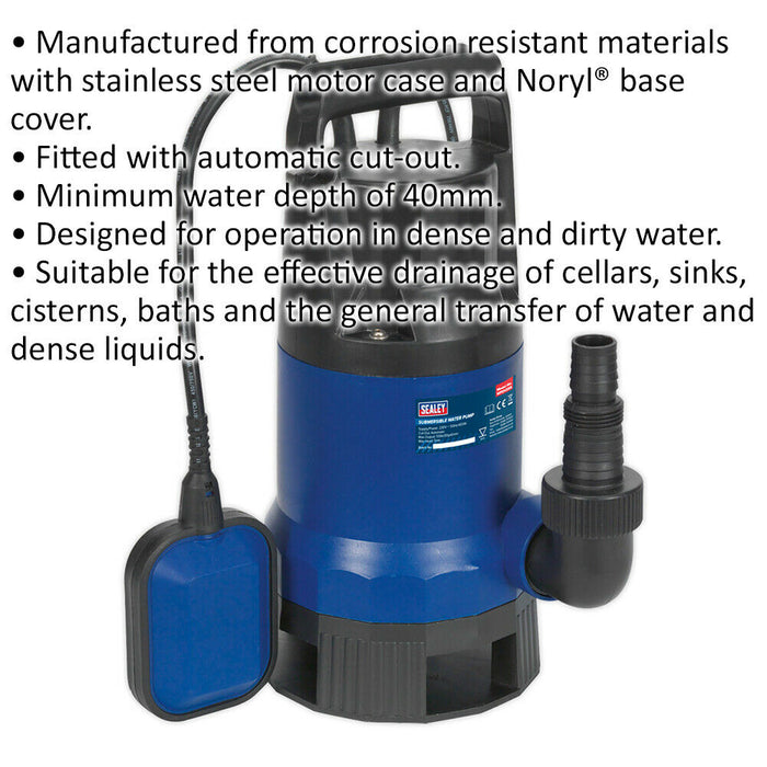 Submersible Dirty Water Pump - 133L/Min - Automatic Cut Out - 400W Motor - 230V Loops