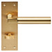 PAIR Round Bar Handle on Slim Bathroom Backplate 150 x 50mm Satin Brass Loops