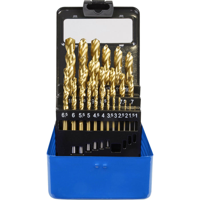 25 Piece Fully Ground HSS Drill Bit Set - 1mm to 13mm Sizes - Split Point Tip Loops