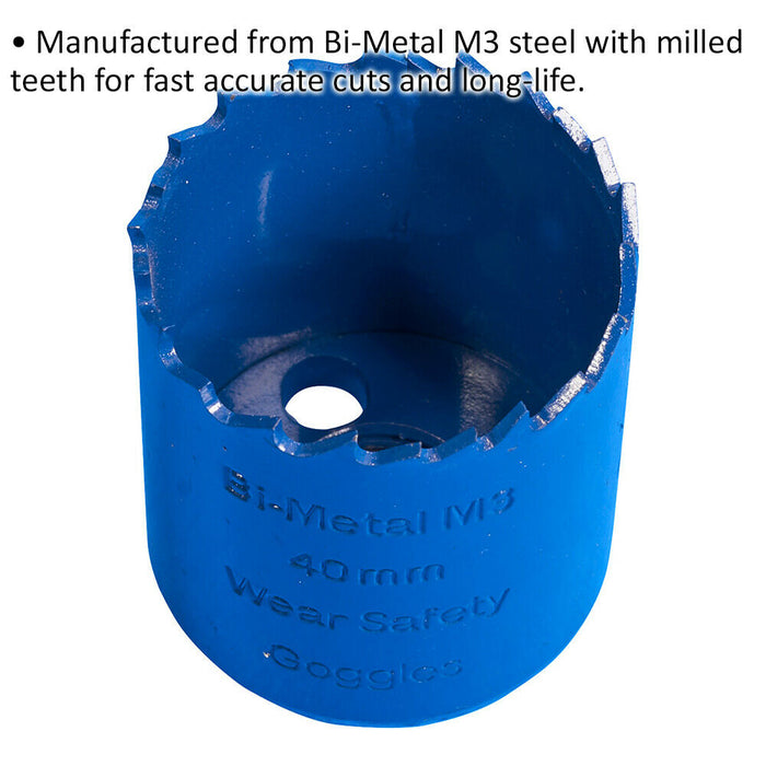 40mm HSS Hole Saw Blade - Milled Teeth - Bi-Metal M3 Steel Long Lasting Drill Loops