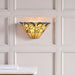 Tiffany Glass Floral Design Wall Light - Matt Black Steel - Dimmable LED Lamp Loops