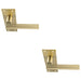 2x PAIR Straight Bar Handle on Slim Lock Backplate 150 x 50mm Satin Brass Loops