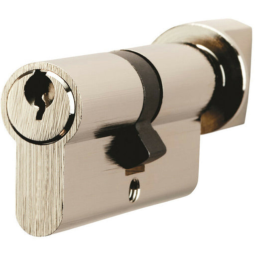 80mm EURO Cylinder & Thumbrturn Lock Keyed to Differ 5 Pin Nickel Plated Loops