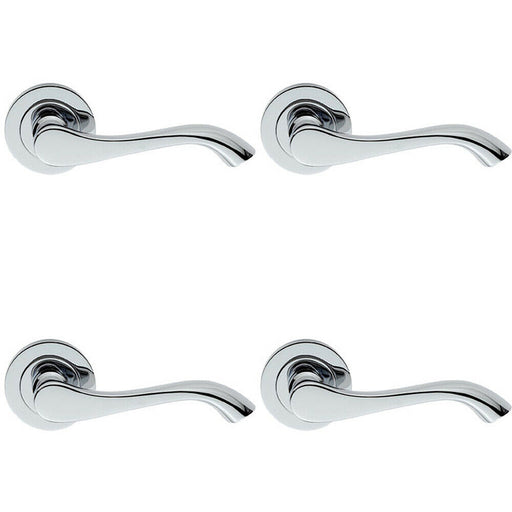 4x PAIR Scroll Shaped Handle on 50mm Round Rose Concealed Fix Polished Chrome Loops