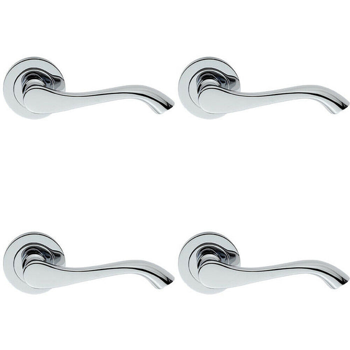 4x PAIR Scroll Shaped Handle on 50mm Round Rose Concealed Fix Polished Chrome Loops