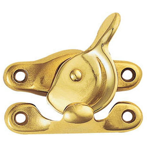 Fitch Pattern Sash Window Fastener 49mm Fixing Centres Polished Brass Loops