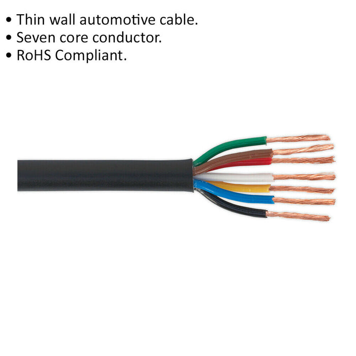 14A Thin Wall Automotive Cable - 30 Metres - Seven Core 24/0.20mm - Black Loops