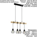 Hanging Ceiling Pendant Light Black Cage & Wood 4x E27 Kitchen Island Lamp Loops