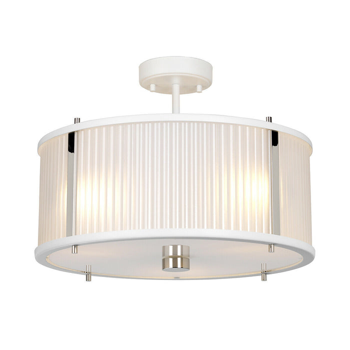 3 Bulb Ceiling Pendant White Satin Painted / Highly Polished Nickel LED E27 60W Loops