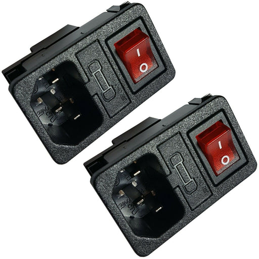 2x IEC C14 Switched Power Socket 10A Snap on Panel Chassis Mount Connector Loops