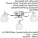 Semi Flush Ceiling Light Chrome Textured Glass 3 Bulb Hanging Pendant Lamp Shade Loops