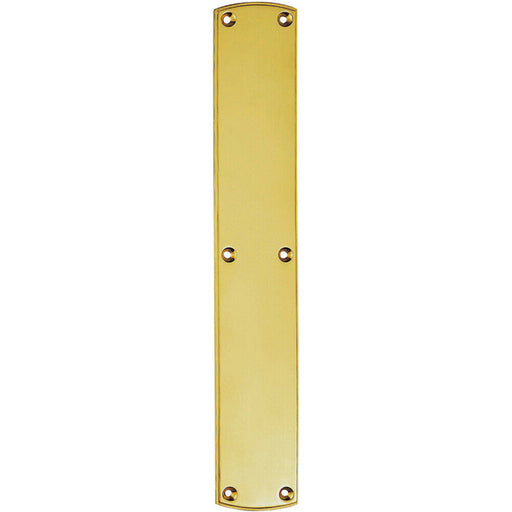 Large Traditional Door Finger Plate 457 x 75mm Polished Brass Push Plate Loops