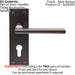 2x PAIR Straight Bar Handle on Slim Euro Lock Backplate 150 x 50mm Matt Bronze Loops