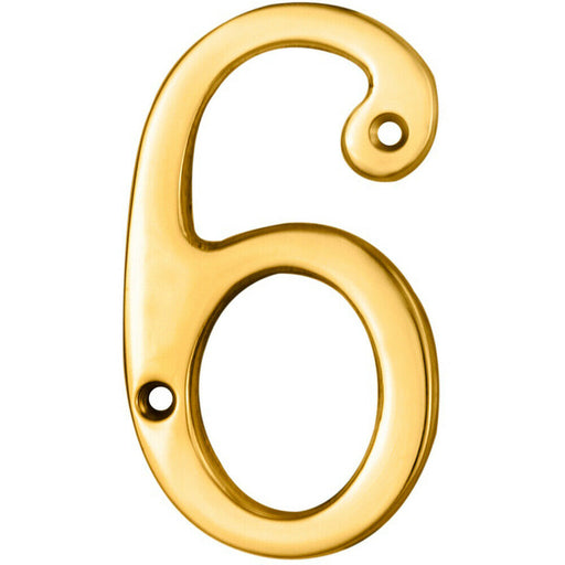 Stainless Brass Door Number 6/9 75mm Height 4mm Depth House Numeral Plaque Loops