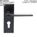 PAIR Flat Straight Handle on Slim Euro Lock Backplate 150 x 50mm Matt Black Loops