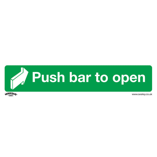 1x PUSH BAR TO OPEN Health & Safety Sign - Self Adhesive 300 x 70mm Sticker Loops