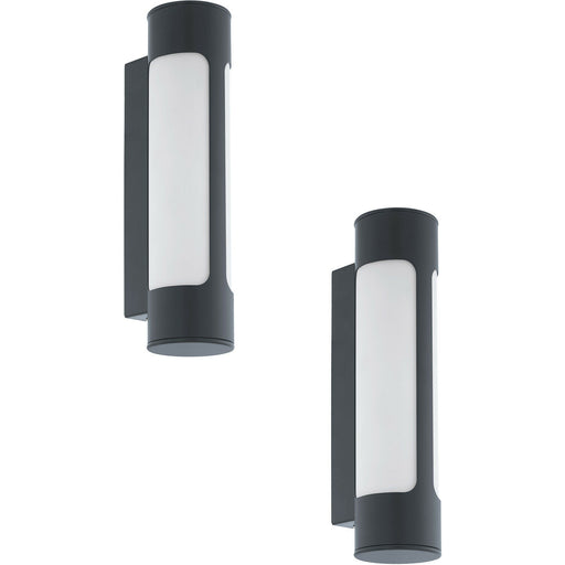 2 PACK IP44 Outdoor Wall Light Anthracite Zinc Plated Steel 6W Built in LED Loops