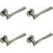 4x PAIR Angular Twisted Lever on Round Rose Concealed Fix Satin Stainless Steel Loops