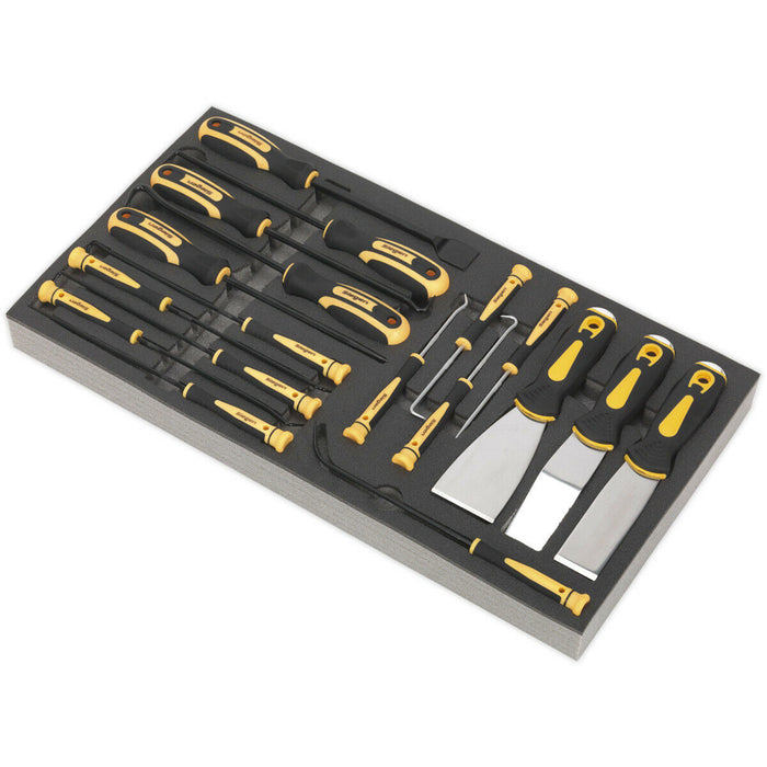 18 Piece Hook & Scraper Set with Tool Tray - Tool Box Tray Tidy Storage Chest Loops