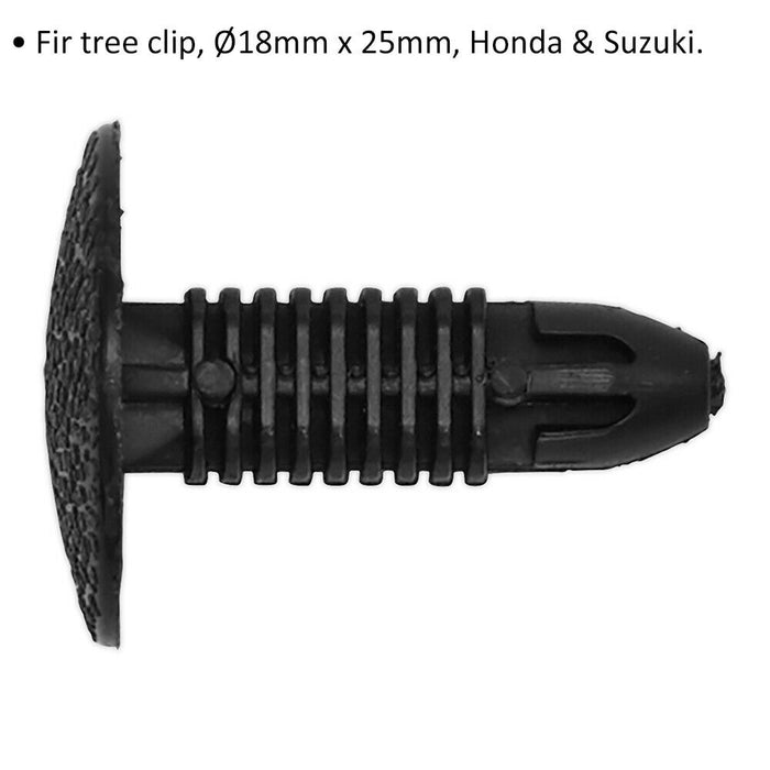 20 PACK Black Fir Tree Clip - 18mm x 25mm - Suitable for Honda & Suzuki Vehicles Loops