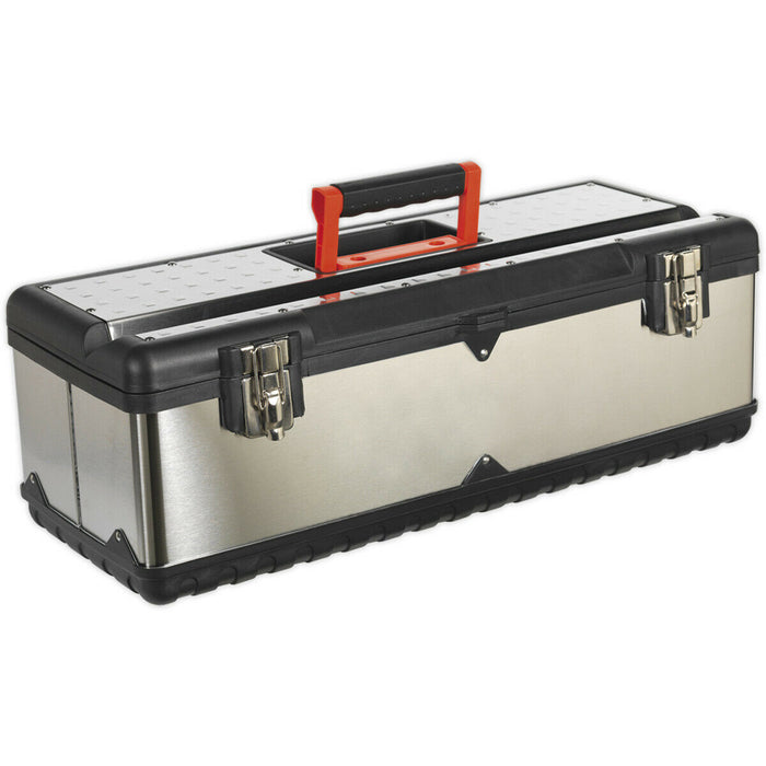 660 x 280 x 225mm Tool Box & Tote Tray - Heavy Duty Steel Portable Storage Case Loops