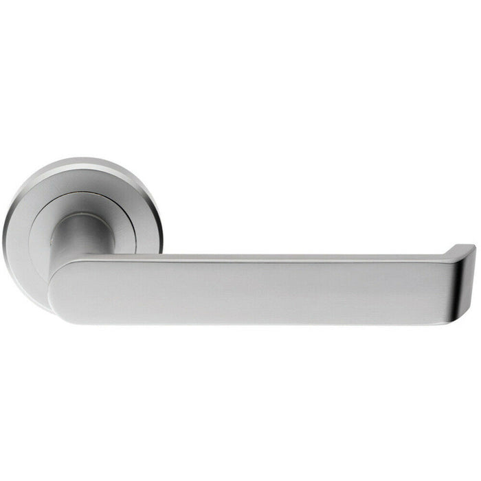 Door Handle & Latch Pack Satin Chrome Square Faced Lever Screwless Round Rose Loops