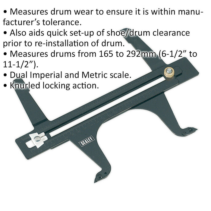 Brake Drum Wear Gauge - Imperial & Metric - 165mm to 292mm Measurement Loops