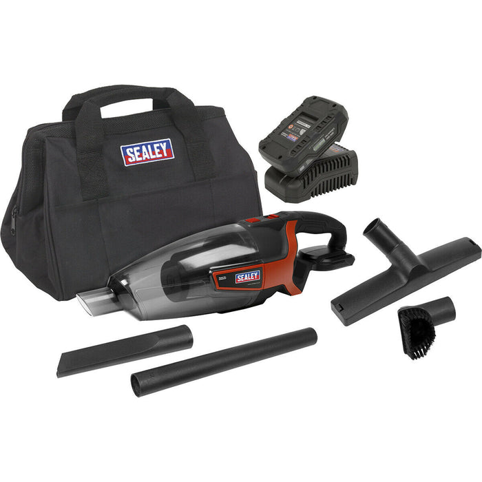 20V Cordless Handheld Vacuum Cleaner Kit - 650ml Drum - Battery & Charger - Bag Loops