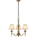 Avery Ceiling Pendant Chandelier Light 3 Lamp Antique Brass & Beige Pleat Shade Loops