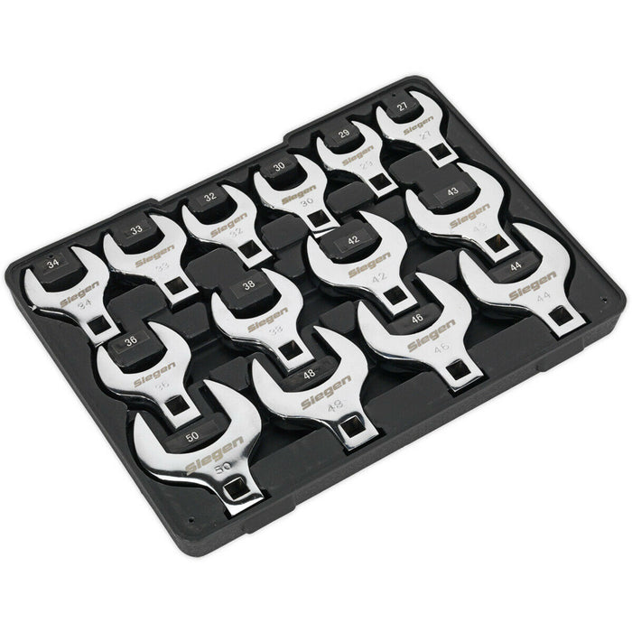 14pc Crows Foot Spanner Set - 1/2" Square Drive Metric Ratchet Handle Adapter Loops