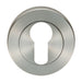 Round Euro Profile Escutcheon 52mm Dia Concealed Fix Satin Steel Loops