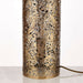 Pattern Table Lamp Light Aged Brass Floral Bird Metal Cylindrical Shade Modern Loops