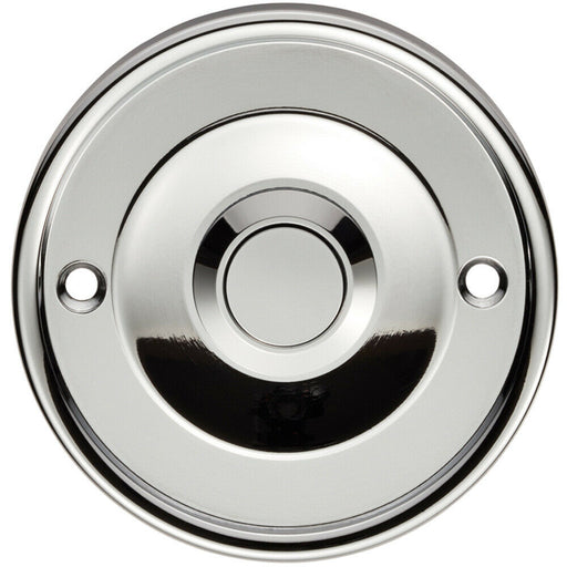 Decorative Door Bell Cover Polished Chrome 65 x 7mm Round Sleek Button Plate Loops
