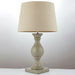 Classic Wooden Table Lamp Ivory & Off White Linen Shade Pretty Bedside Light Loops