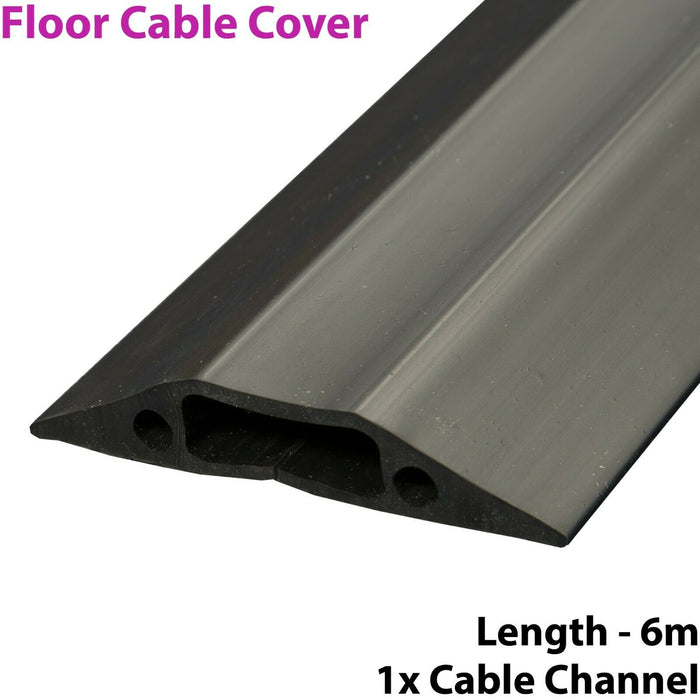 6m x 68mm Heavy Duty Rubber Floor Cable Cover Protector Conduit Tunnel Sleeve Loops