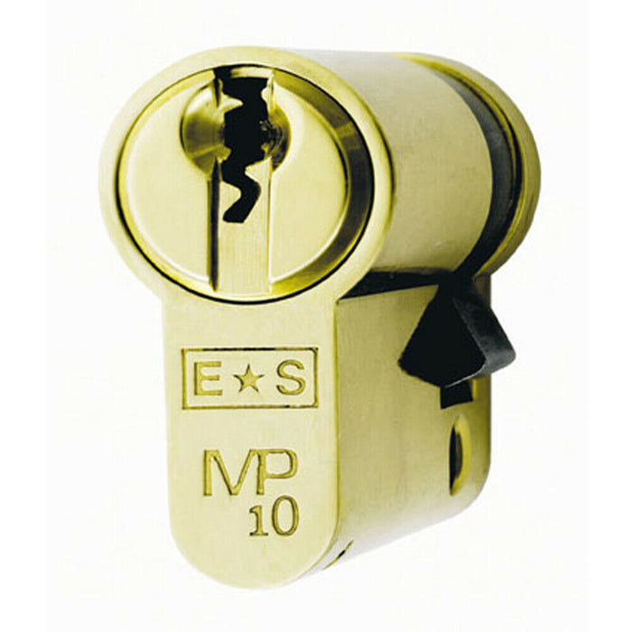 42mm Euro Single Cylinder Lock Keyed Alike 10 Pin Polished Brass Door Lock Loops