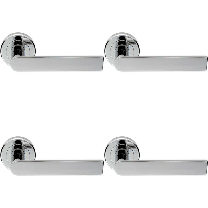 4x PAIR Flat Rectangular Bar Handle on Round Rose Concealed Fix Polished Chrome Loops