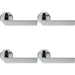 4x PAIR Flat Rectangular Bar Handle on Round Rose Concealed Fix Polished Chrome Loops