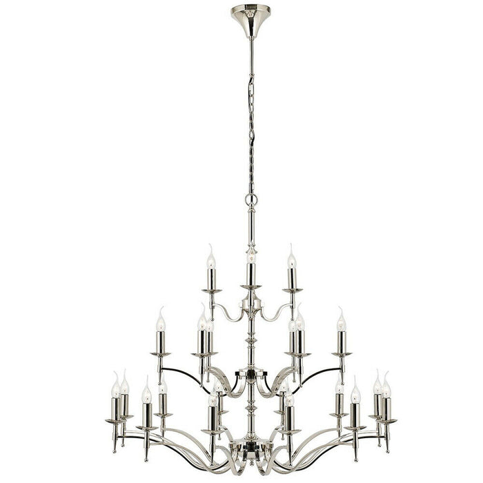 Avery Ceiling Pendant Chandelier Light 21 Lamp Bright Nickel Curved Candelabra Loops