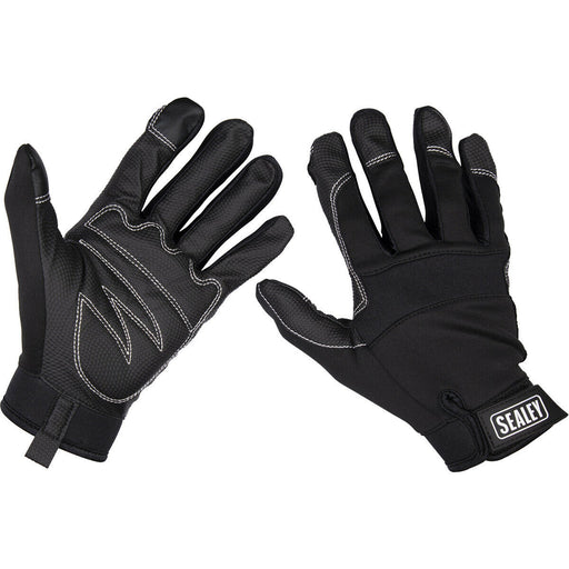 PAIR Light Palm Black Mechanics Gloves - XL - Touchscreen Index Fingertip Loops