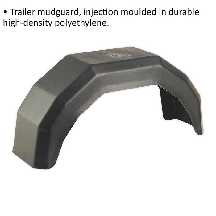 Moulded Plastic Trailer Mudguard - 760 x 220mm - Suitable for 330mm Wheels Loops