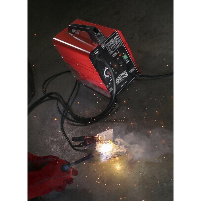 100A Compact No-Gas MIG Welder - 1.8m Earth Cable - Non-Live Torch - 230V Supply Loops