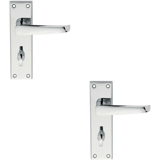 2x PAIR Straight Victorian Lever on Bathroom Backplate 150 x 43mm Chrome Loops