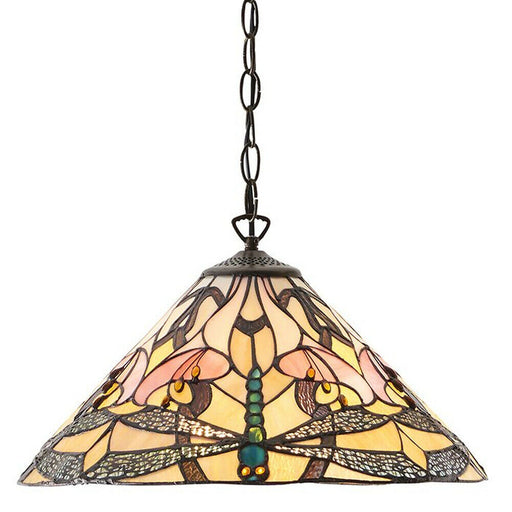 Tiffany Glass Hanging Ceiling Pendant Light Bronze Dragonfly 3 Lamp Shade i00073 Loops