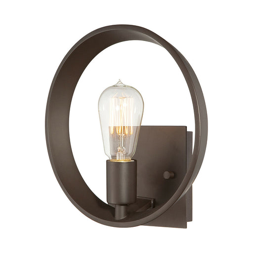 Wall Light Upended Circlular Frame Expose Centre Bulb Western Bronze LED E27 60W Loops