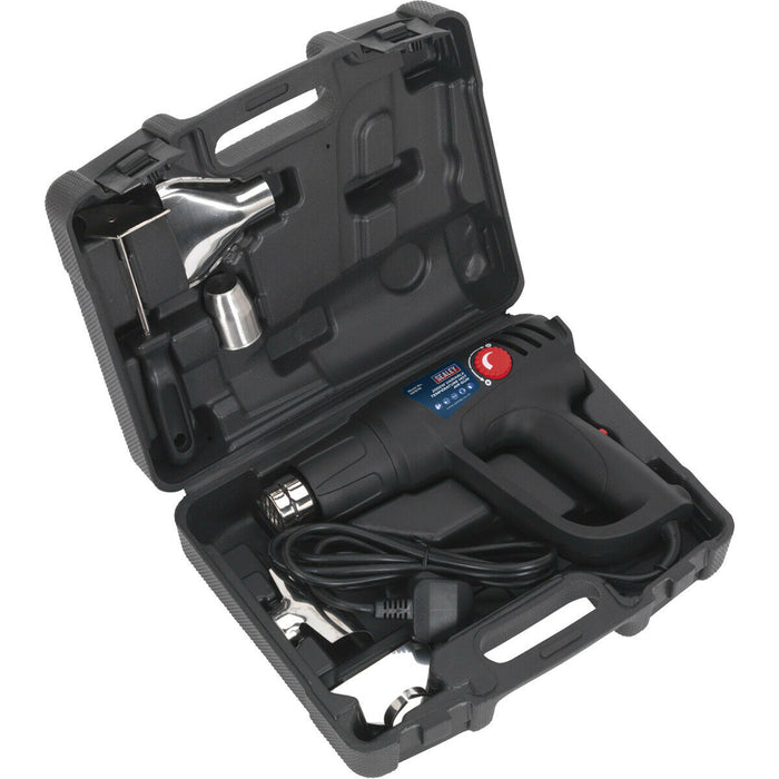 2000W Hot Air Gun Kit - Variable Temperature - Four Nozzles & Scraper - Case Loops