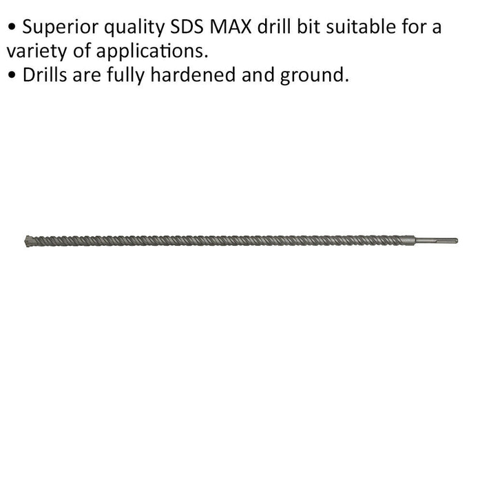 40 x 1320mm SDS Max Drill Bit - Fully Hardened & Ground - Masonry Drilling Loops