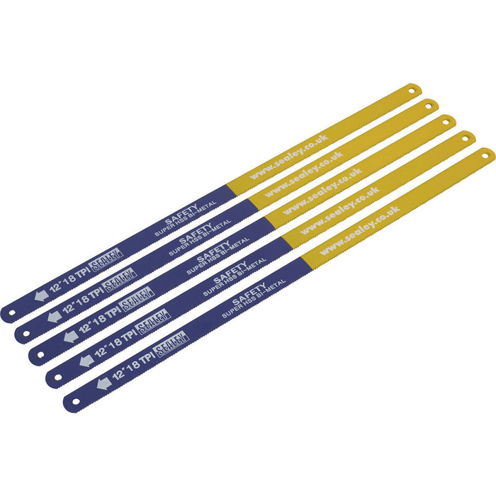 5 PACK 300mm Flexible Bi-Metal HSS Hacksaw Blade - 18 TPI Pitch - Saw Power Tool Loops