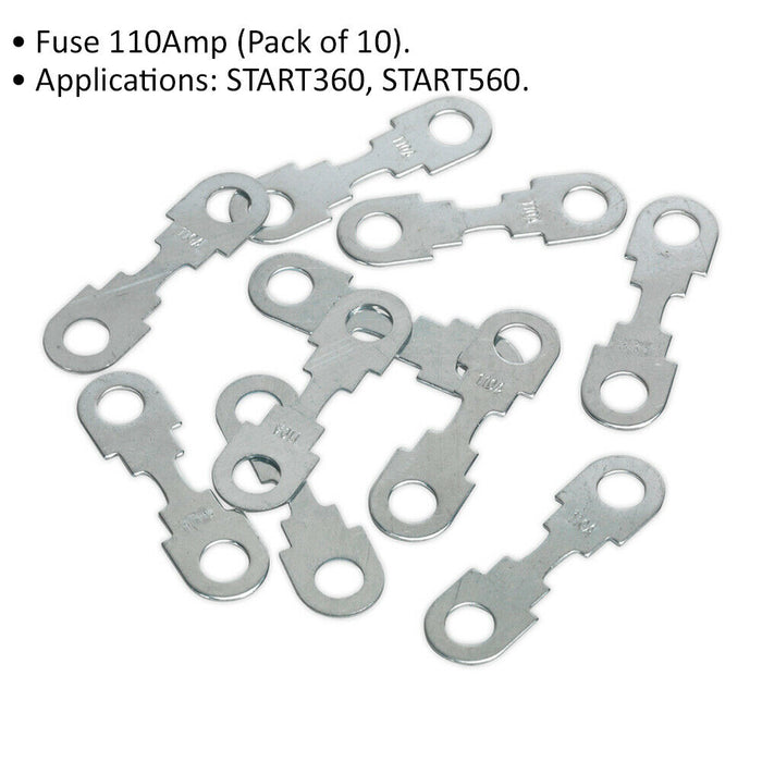 10 PACK Replacement 110 Amp Fuse Suitable For ys09679 Battery Starter & Charger Loops